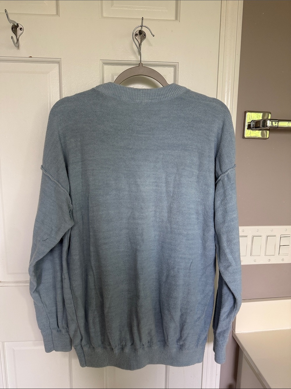 Free People Reverse Seam Mock Neck Oversize Cotton Pullover Sweater - Picture 7 of 8